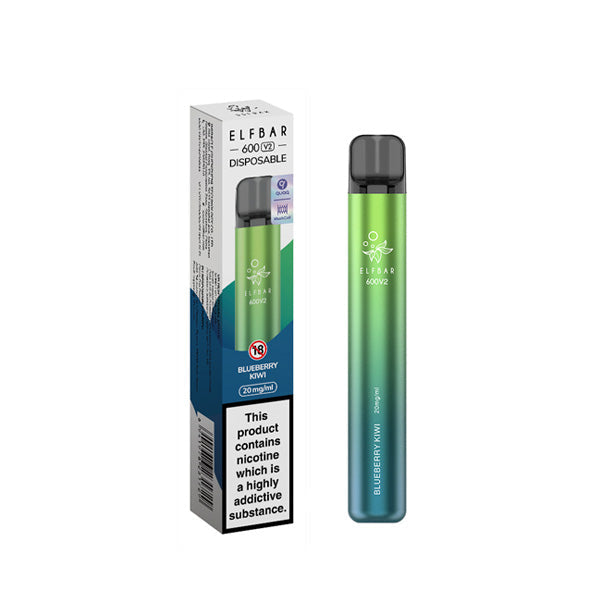 20mg ELF Bar 600 V2 Disposable Vaping Device 600 Puffs - www.justgovape.co.uk