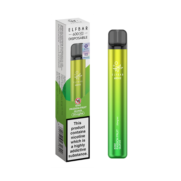 20mg ELF Bar 600 V2 Disposable Vaping Device 600 Puffs - www.justgovape.co.uk