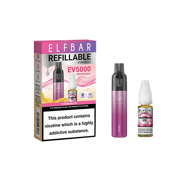 Elf Bar EV5000 Disposable Pod Kit + 20mg ElfLiq Salt - www.justgovape.co.uk