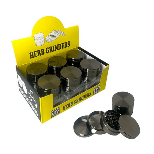 4 part Black Metal Tobacco Grinder - PH6917 - www.justgovape.co.uk