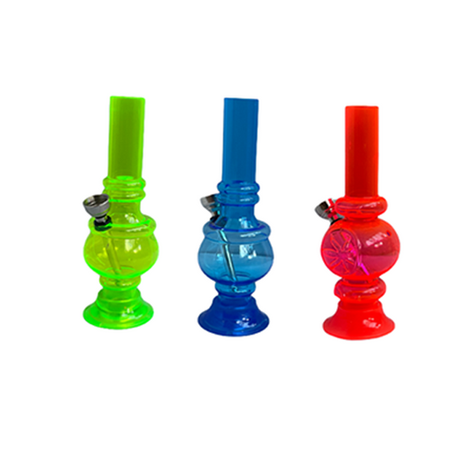 12 x 6" Small Acrylic Bong With Rubber Base Mixed Colours - GS0686 - www.justgovape.co.uk