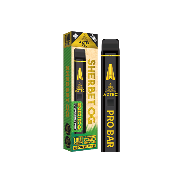 Aztec CBD 1800mg Pro Bar CBD Disposable Vape Device 2500 Puffs - www.justgovape.co.uk