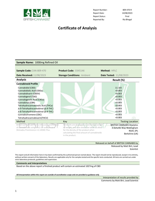 Hempura 1000mg CBD Broad Spectrum Oil with terpenes - 10ml - www.justgovape.co.uk