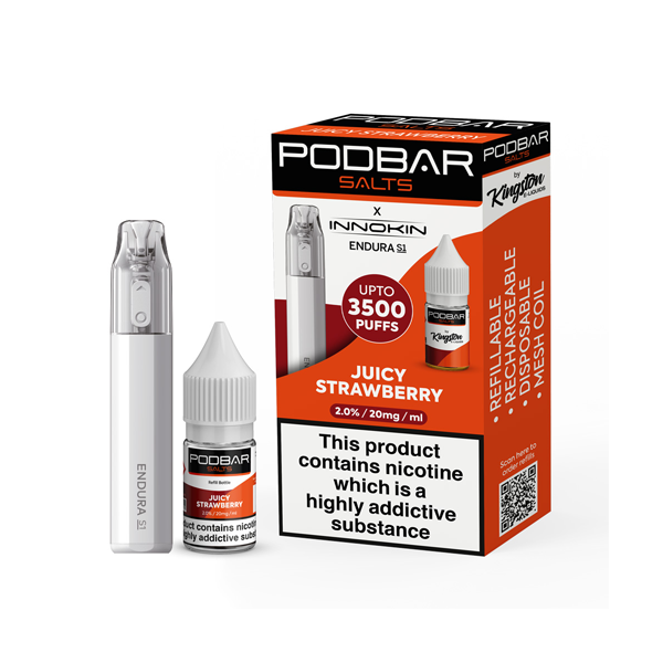 20mg Podbar Salts by Kingston x Innokin Endura S1 Disposable Vape Kit 3500 Puffs - www.justgovape.co.uk