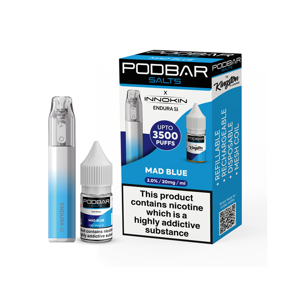 20mg Podbar Salts by Kingston x Innokin Endura S1 Disposable Vape Kit 3500 Puffs - www.justgovape.co.uk