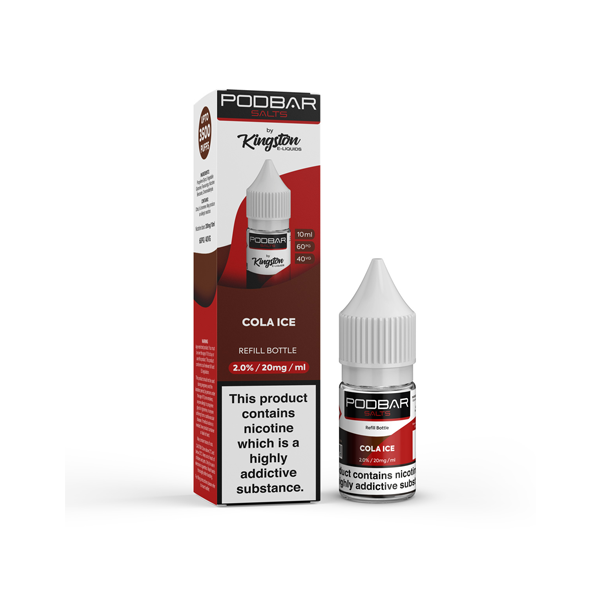 20mg Podbar Salts by Kingston 10ml Refill Nic Salts (60VG/40PG) - www.justgovape.co.uk