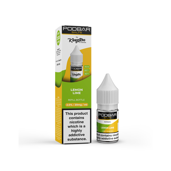 20mg Podbar Salts by Kingston 10ml Refill Nic Salts (60VG/40PG) - www.justgovape.co.uk