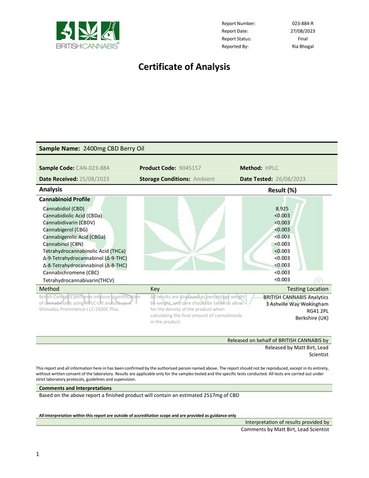 Hempura 2400mg CBD Broad Spectrum Oil Pure Wild Berries Flavour With terpenes - 30ml - www.justgovape.co.uk