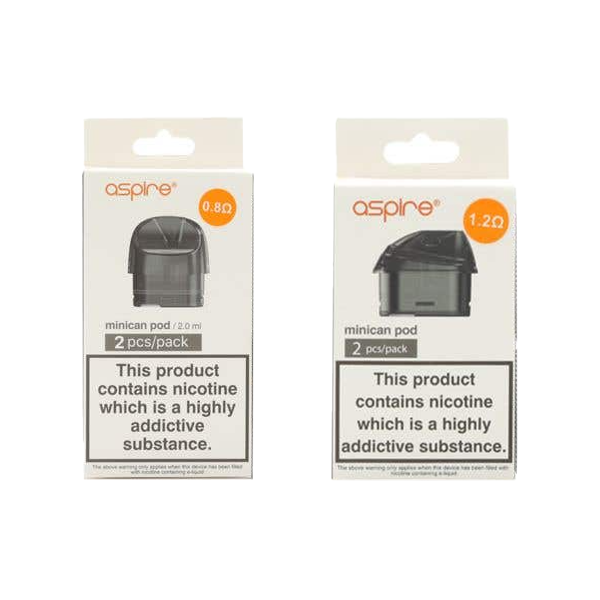 Aspire Minican Replacement Pods Two Pack 2ml (0.8Ohm/1.2Ohm) - www.justgovape.co.uk