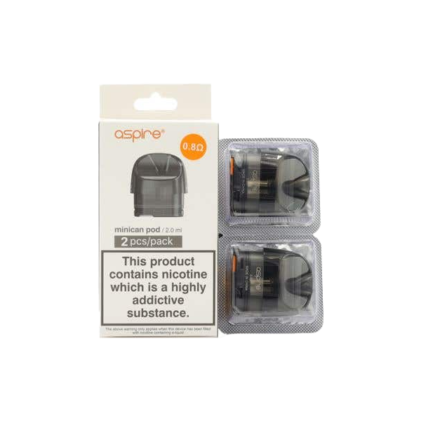 Aspire Minican Replacement Pods Two Pack 2ml (0.8Ohm/1.2Ohm) - www.justgovape.co.uk