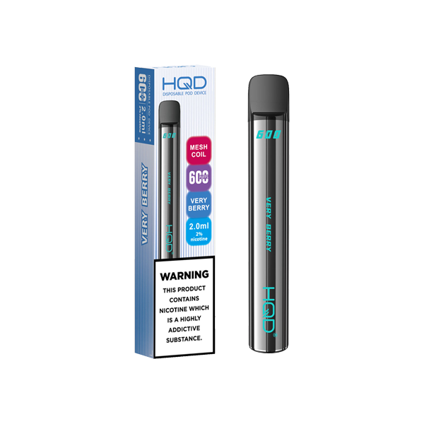 20mg HQD 600 Disposable Vape Device 600 Puffs - www.justgovape.co.uk