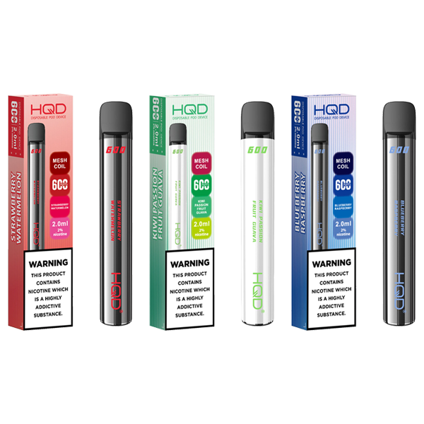 20mg HQD 600 Disposable Vape Device 600 Puffs - www.justgovape.co.uk