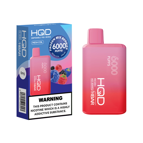 0mg HQD HBAR Disposable Vape Device 6000 Puffs - www.justgovape.co.uk