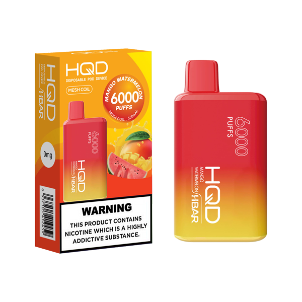 0mg HQD HBAR Disposable Vape Device 6000 Puffs - www.justgovape.co.uk