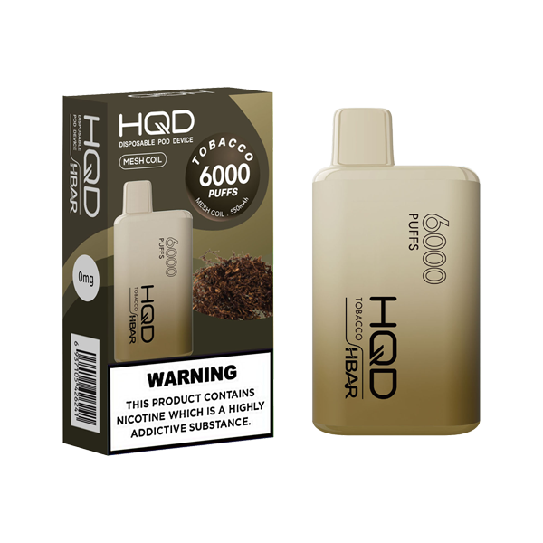 0mg HQD HBAR Disposable Vape Device 6000 Puffs - www.justgovape.co.uk