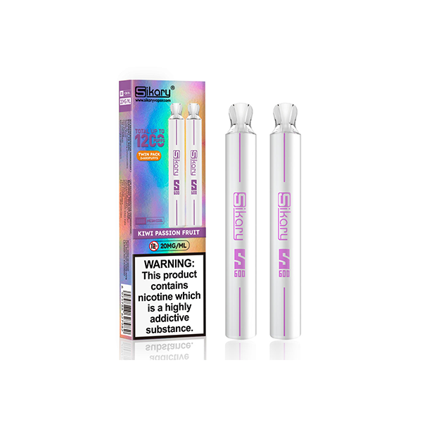 20mg Sikary S600 Twin Pack Disposable Vapes 1200 Puffs - www.justgovape.co.uk