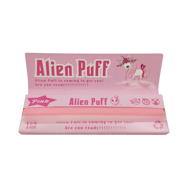 50 Alien Puff 1 1/4 Size Pink Rolling Papers ( HP2102AP ) - www.justgovape.co.uk