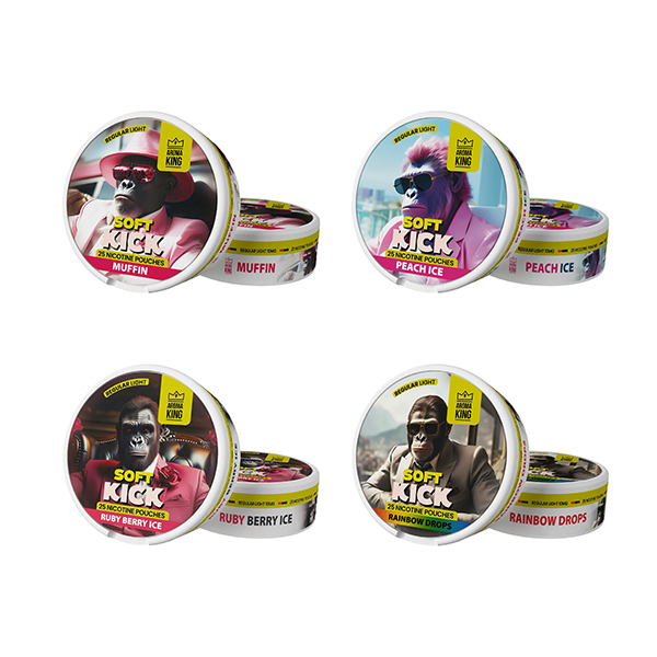 10mg Aroma King Soft Kick Nicotine Pouches - 25 Pouches - www.justgovape.co.uk