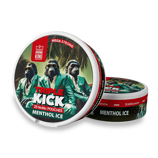 100mg Aroma King Triple Kick NoNic Pouches - 25 Pouches - www.justgovape.co.uk