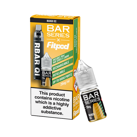 20mg Bar Series x Fitpod RBAR QI Refillable Disposable Vape & 10ml Nic Salt - 6000 Puffs - www.justgovape.co.uk