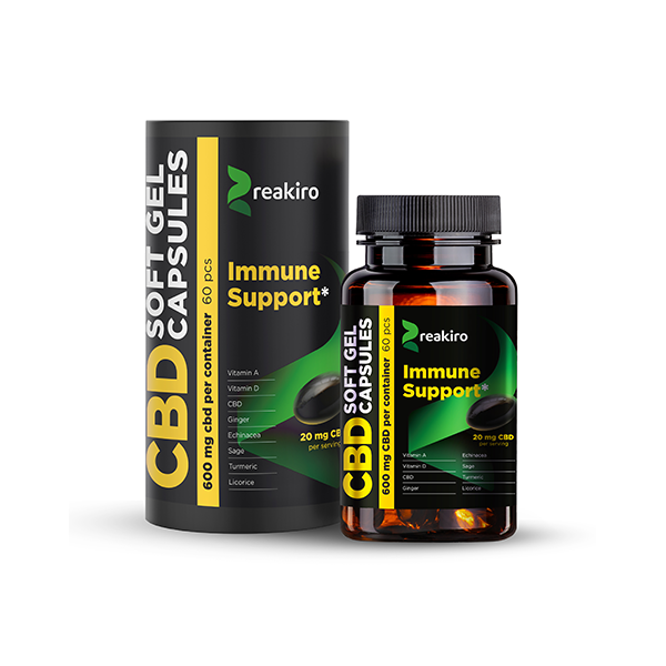 Reakiro 600mg CBD Full Spectrum Immune Support Capsules - 60 Caps (BUY 1 GET 1 FREE) - www.justgovape.co.uk