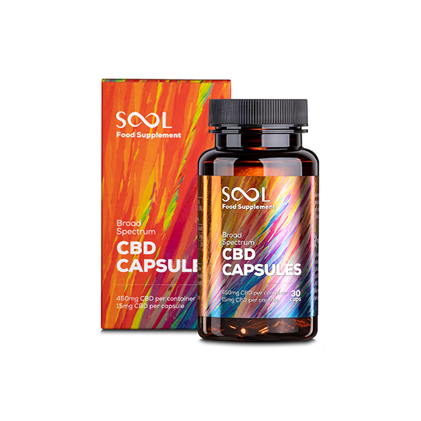 SOOL 450mg broad Spectrum Soft Gel CBD Capsules - 30 Caps (BUY 1 GET 1 FREE) - www.justgovape.co.uk