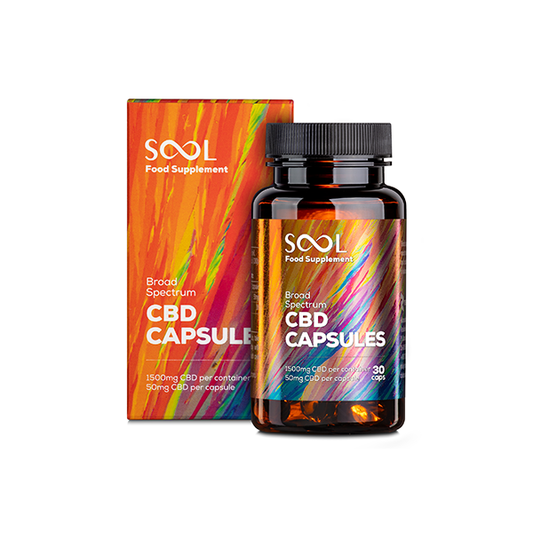 SOOL 1500mg broad Spectrum Soft Gel CBD Capsules - 30 Caps (BUY 1 GET 1 FREE) - www.justgovape.co.uk