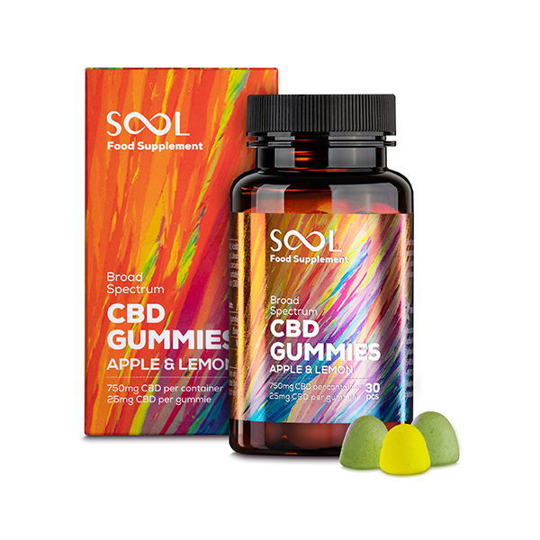 SOOL 750mg Broad Spectrum CBD Apple & Lemon Gummies - 30 pieces (BUY 1 GET 1 FREE) - www.justgovape.co.uk