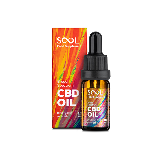 SOOL 1000mg Broad Spectrum 10% CBD Oil 10ml (BUY 1 GET 1 FREE) - www.justgovape.co.uk