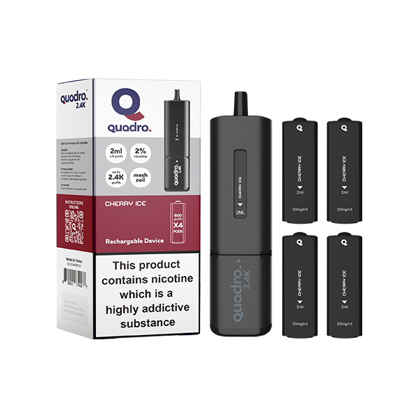 20mg Quadro 2.4K Pod Vape Kit Black Series 2400 Puffs - www.justgovape.co.uk