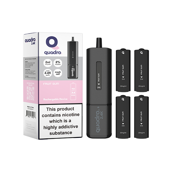 20mg Quadro 2.4K Pod Vape Kit Black Series 2400 Puffs - www.justgovape.co.uk