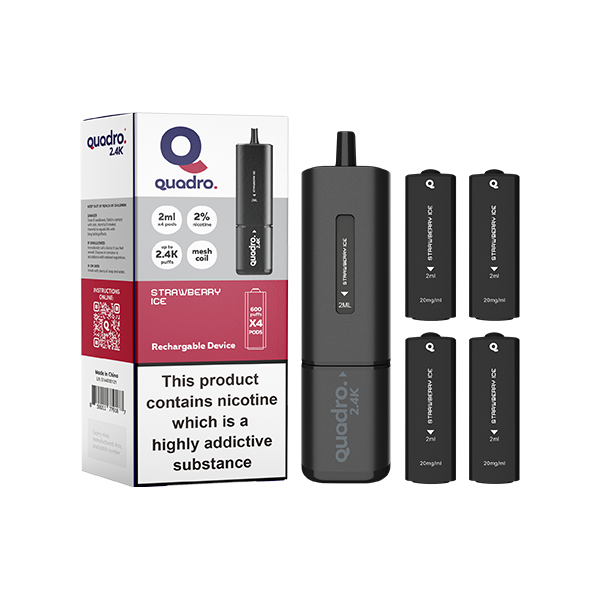 20mg Quadro 2.4K Pod Vape Kit Black Series 2400 Puffs - www.justgovape.co.uk