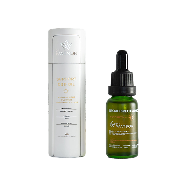 Dr Watson 1000mg Broad-Spectrum Support CBD Oil 20ml - www.justgovape.co.uk