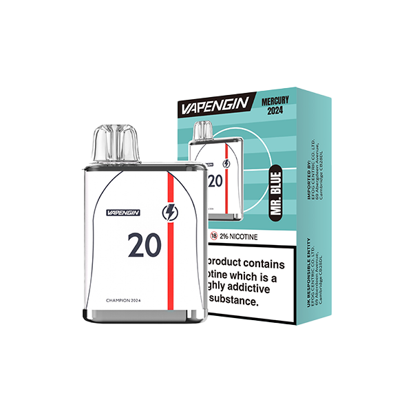 20mg Vapengin Mercury Euro 2024 Edition Disposable Vape Device 600 Puffs - www.justgovape.co.uk