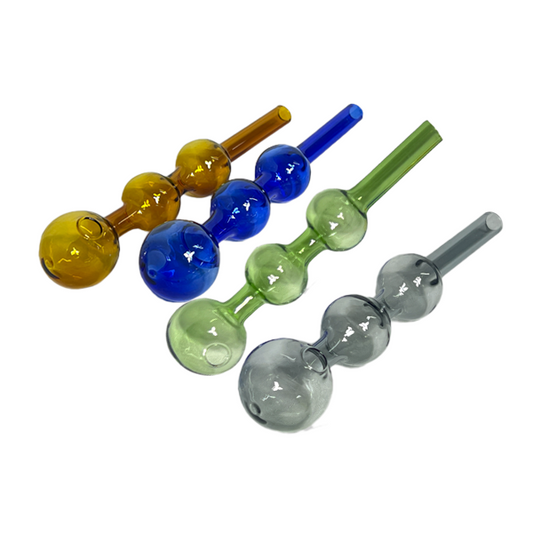 10x Mixed Colours Glass Pipe 3 bubble design - GB68 - GS0580 - www.justgovape.co.uk