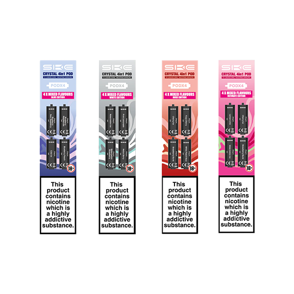 20mg SKE Crystal 4in1 2400 Replacement Pods 2400 Puffs - www.justgovape.co.uk