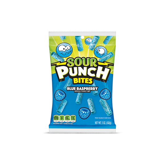 USA Sour Punch Bites Blue Raspberry Share Bag - 142g - www.justgovape.co.uk