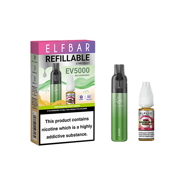 Elf Bar EV5000 Disposable Pod Kit + 20mg ElfLiq Salt - www.justgovape.co.uk