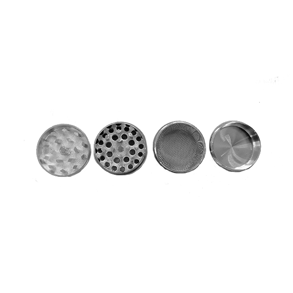 4 Parts Mini Plain Silver Metal Mini Grinder - www.justgovape.co.uk