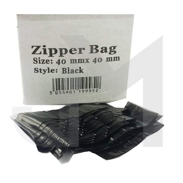 Zipper Branded 40mm x 40mm Black Bags - www.justgovape.co.uk