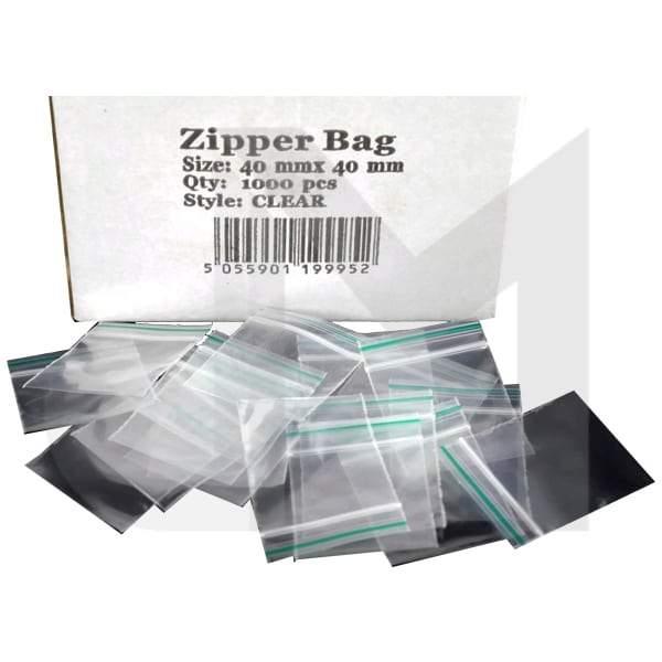 Zipper Branded 40mm x 40mm Clear Bags - www.justgovape.co.uk