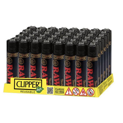 48 Clipper RAW Printed Refillable Lighters - www.justgovape.co.uk