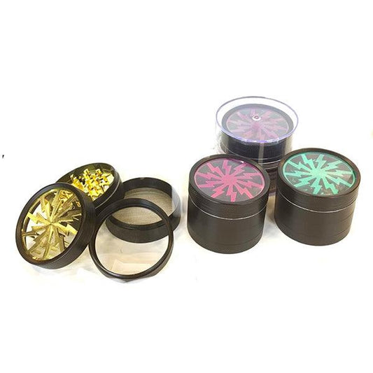 6 x 4 Parts Lightning Bolt Metal Black Grinder - HX089SD - www.justgovape.co.uk