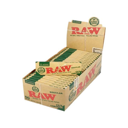 50 Raw Classic Green Regular Corner Cut Rolling Papers - www.justgovape.co.uk