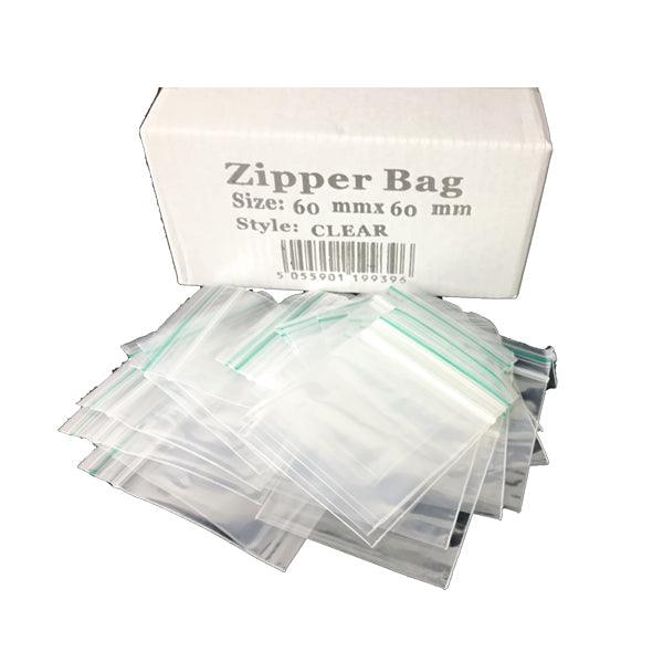 5 x Zipper Branded 60mm x 60mm Clear Bags - www.justgovape.co.uk