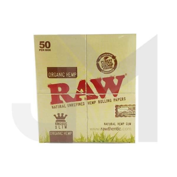 50 Raw Organic Hemp King Size Slim Rolling Papers - www.justgovape.co.uk