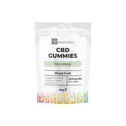 Bnatural 1200mg Broad Spectrum CBD Mixed Fruit Gummies - 30 Pieces - www.justgovape.co.uk