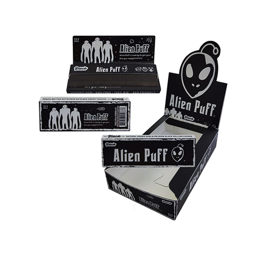 Alien Puff 1 1/4 Size Black Rolling Papers 25 Booklets (HP2125) - www.justgovape.co.uk