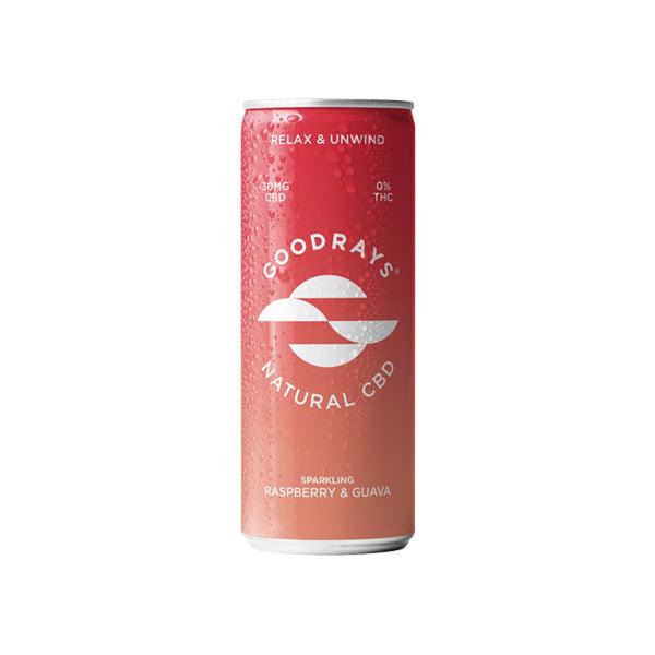 12 x Goodrays 30mg CBD Raspberry & Guava Seltzer 250ml - www.justgovape.co.uk