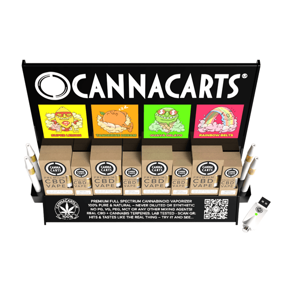 Cannacarts 420 POS Display Unit Set - 25 CBD Vapes - www.justgovape.co.uk